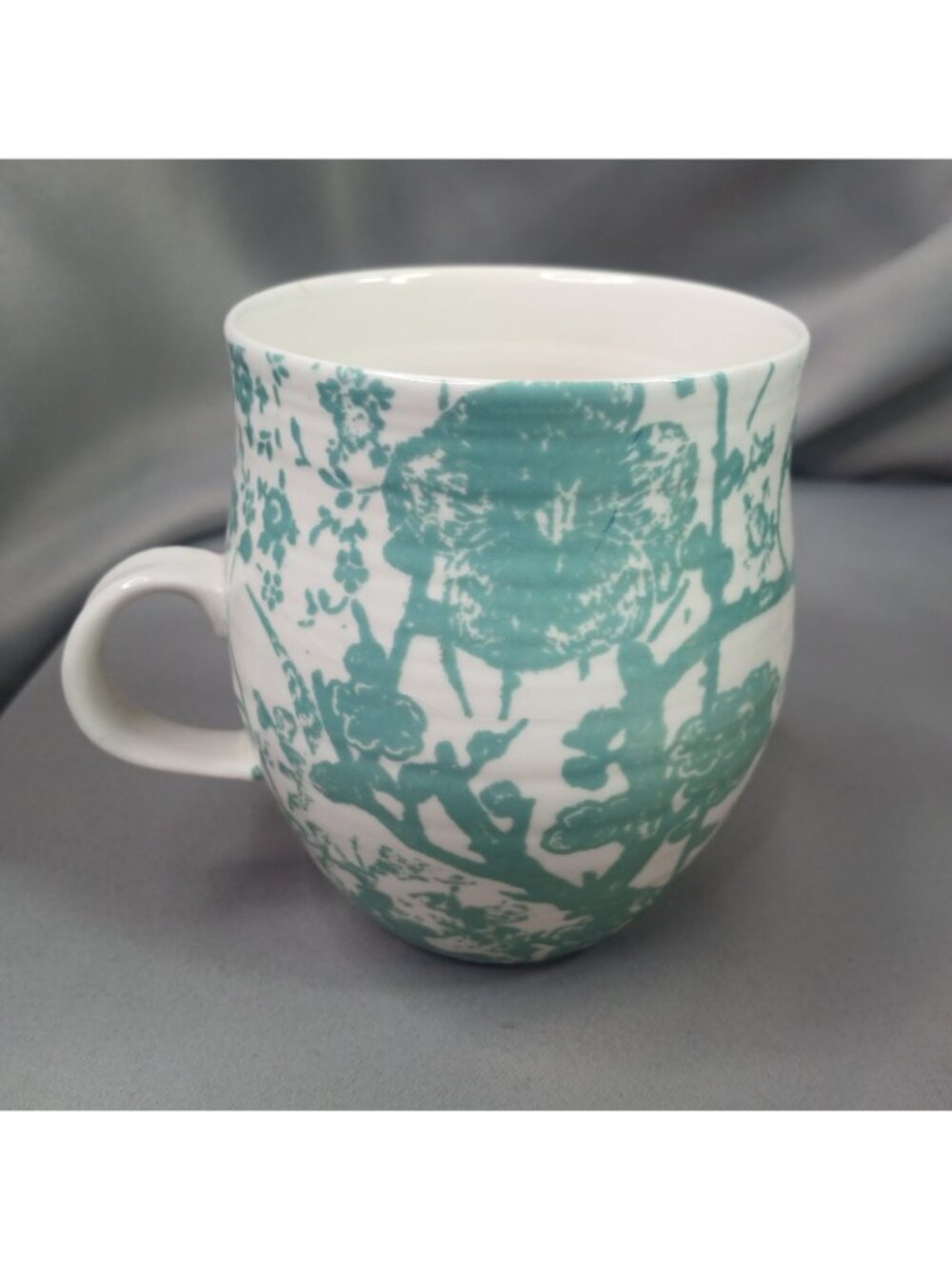 Anthropologie Homegrown Inital Monogram S Green Floral Boho Coffee Mug Tea Cup - Picture 3 of 16